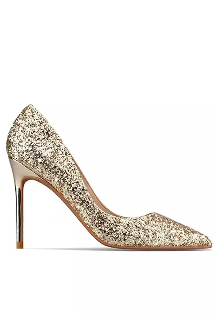 Gold glitter sale shoes heels