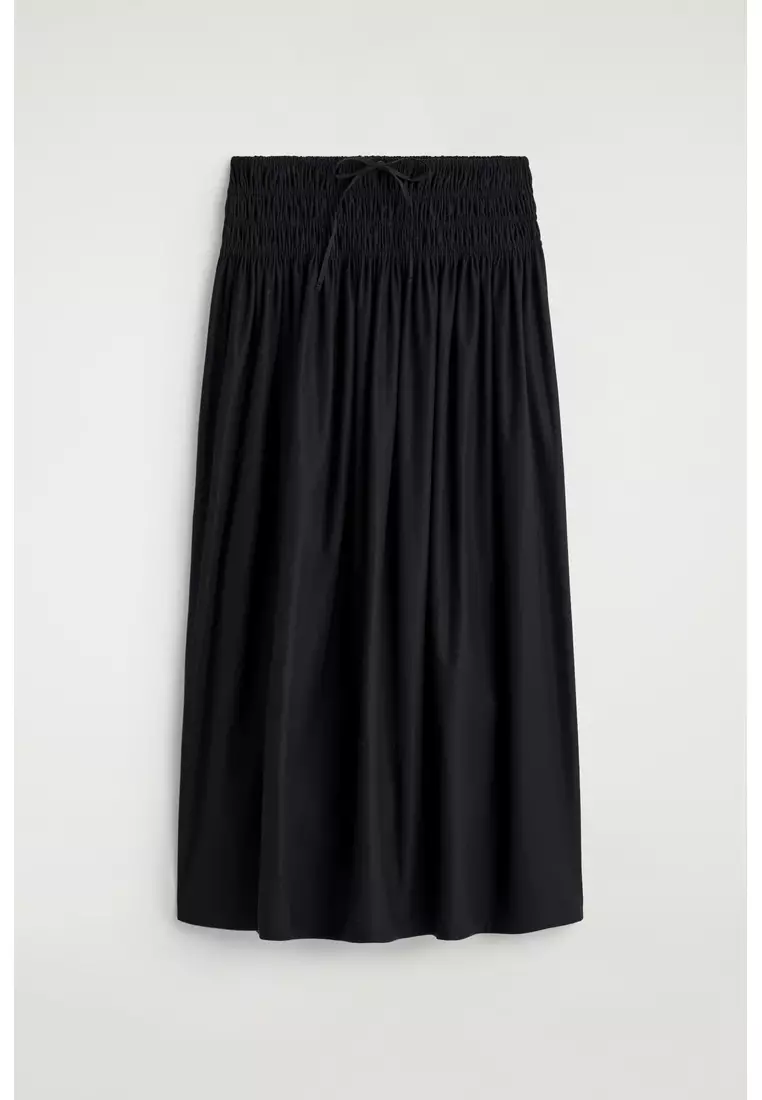 RUCHED-WAIST MIDI SKIRT