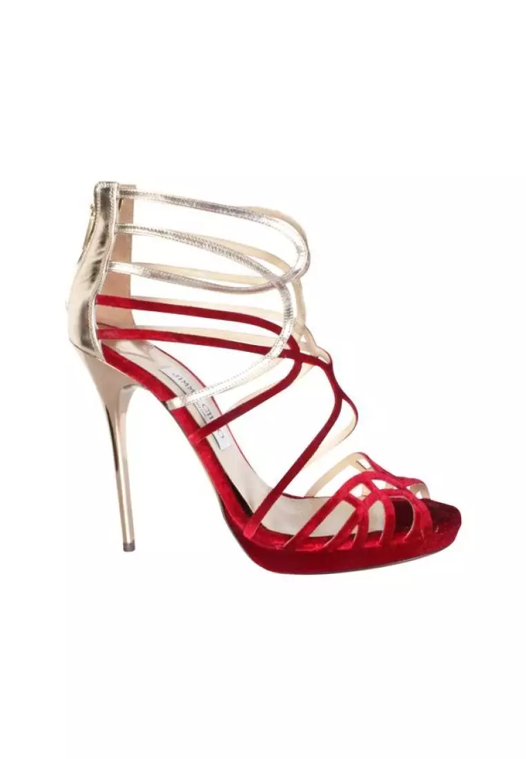 Red on sale strappy shoes