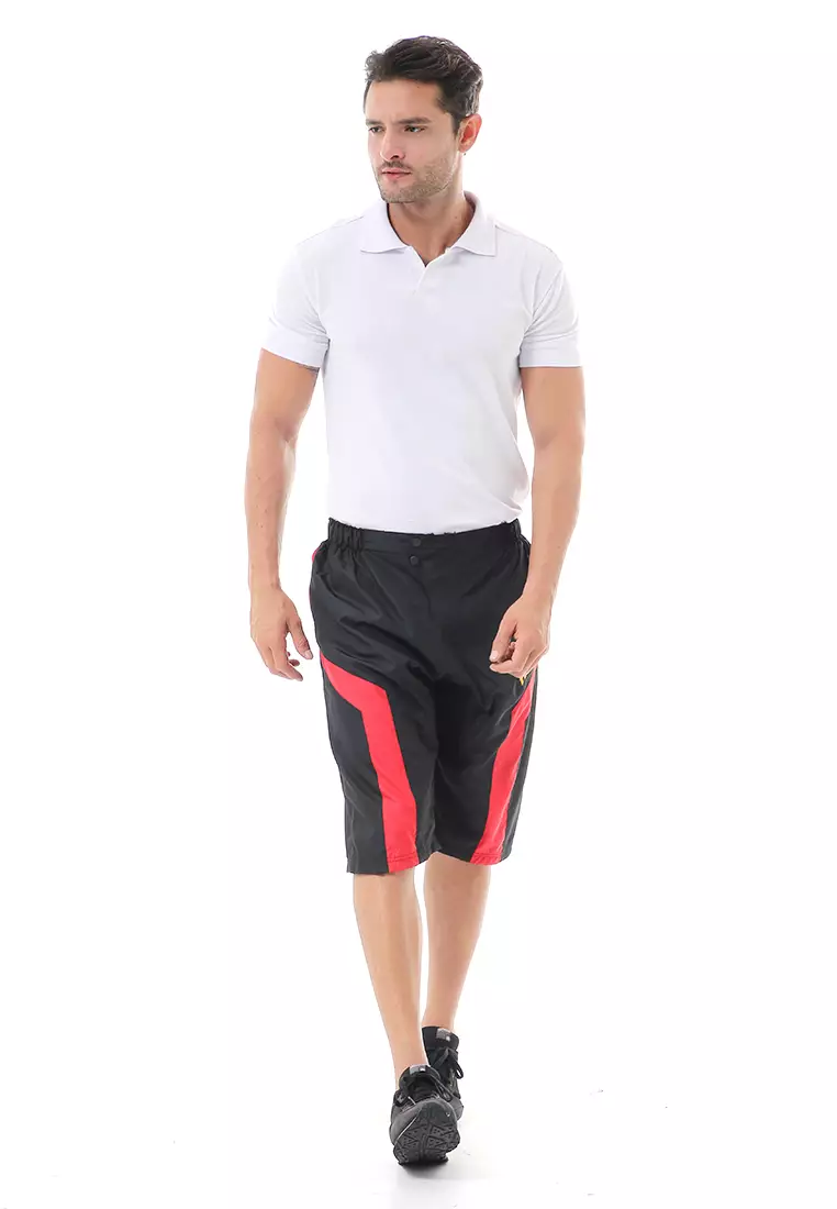 Grissham Celana Pendek Pria Short Pants Kasual Motif List Material Parasut ORIGINAL - Black