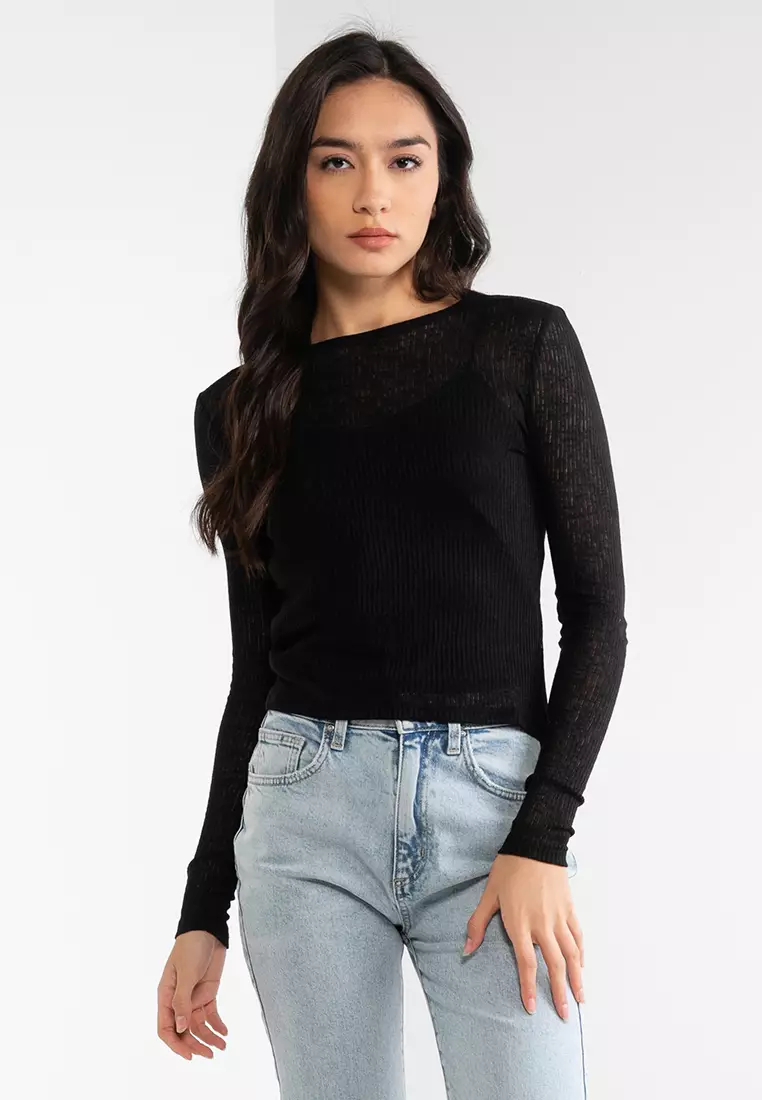 Ricki Sheer Rib Long Sleeves Top