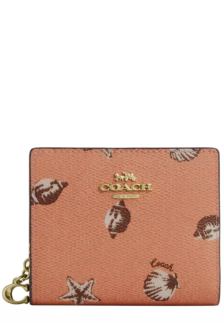 Buy Coach Snap Wallet With Shell Print Coral/ Sunrise CBO73 2025
