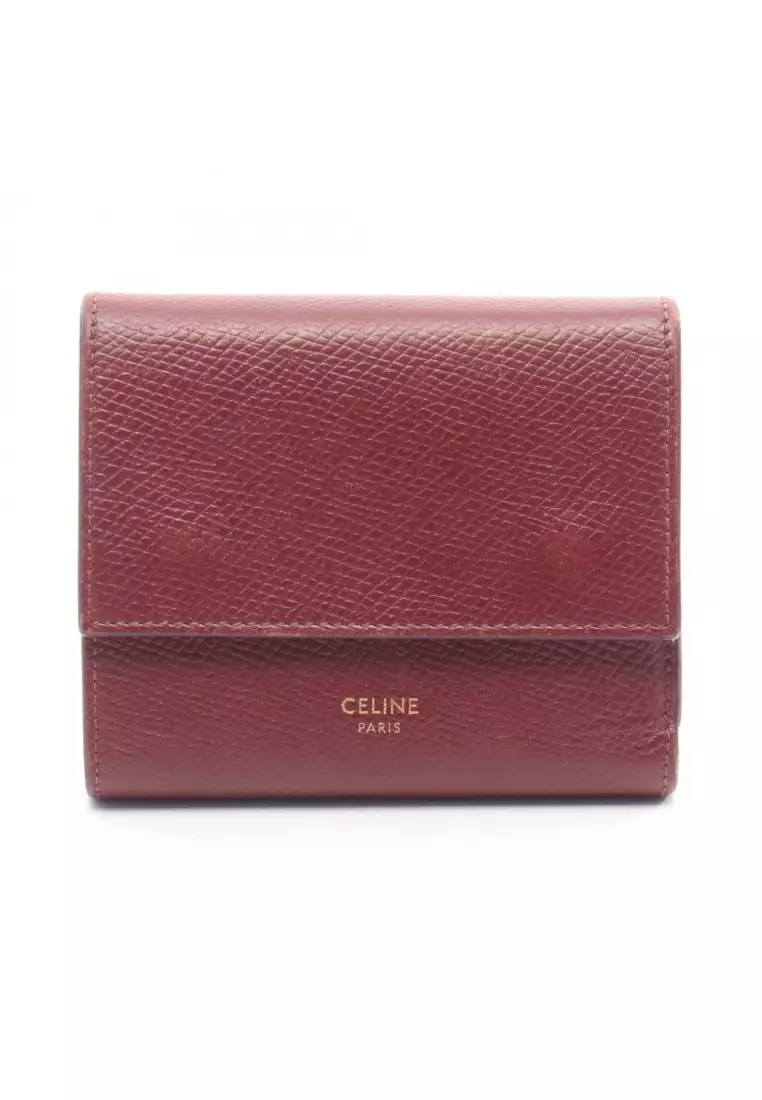 Pre-Loved Celine Small trifold wallet trifold wallet leather Bordeaux
