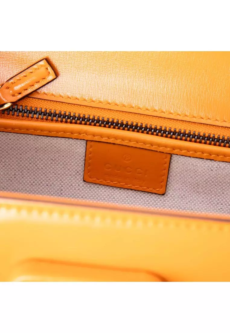 Pre-Loved Gucci Small Calfskin Web Bamboo 1947 Top Handle Bag