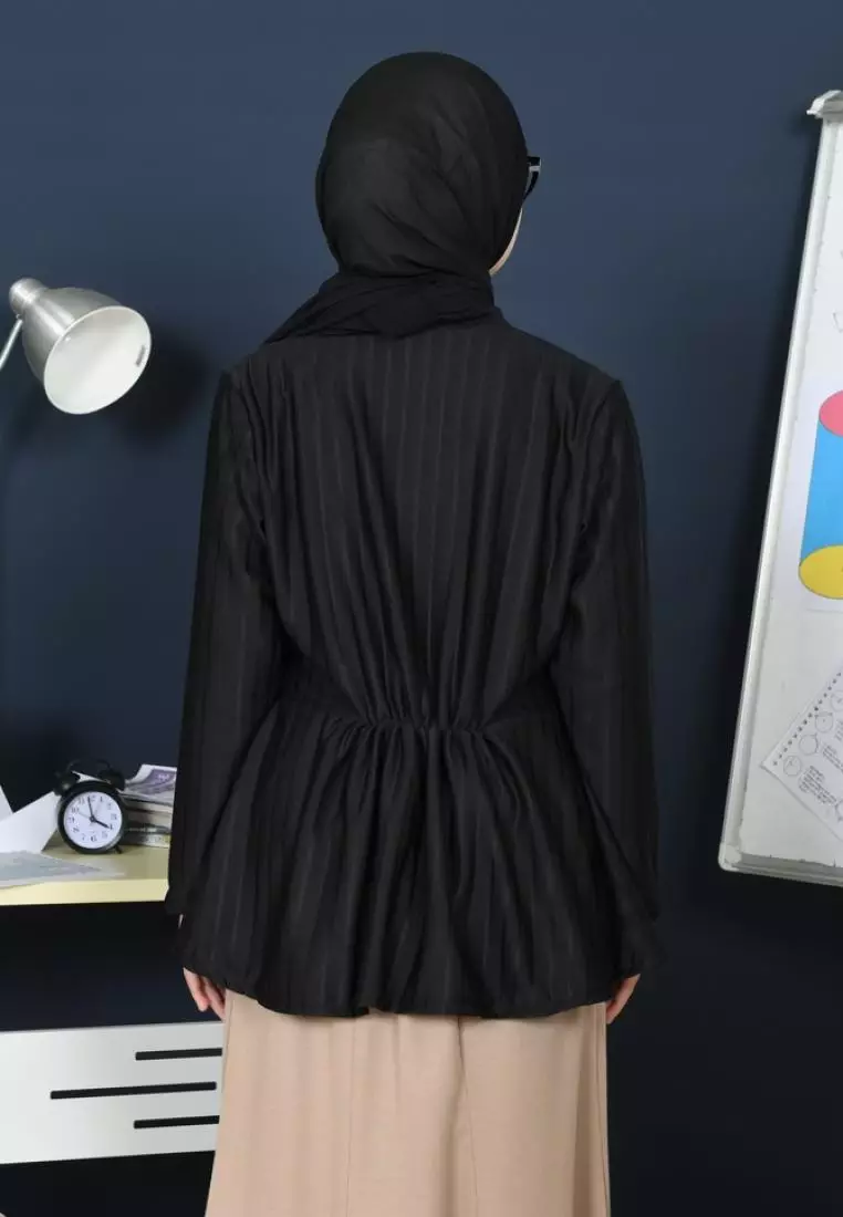 Naira Blouse Peplum Top - Black M19125 R101S2