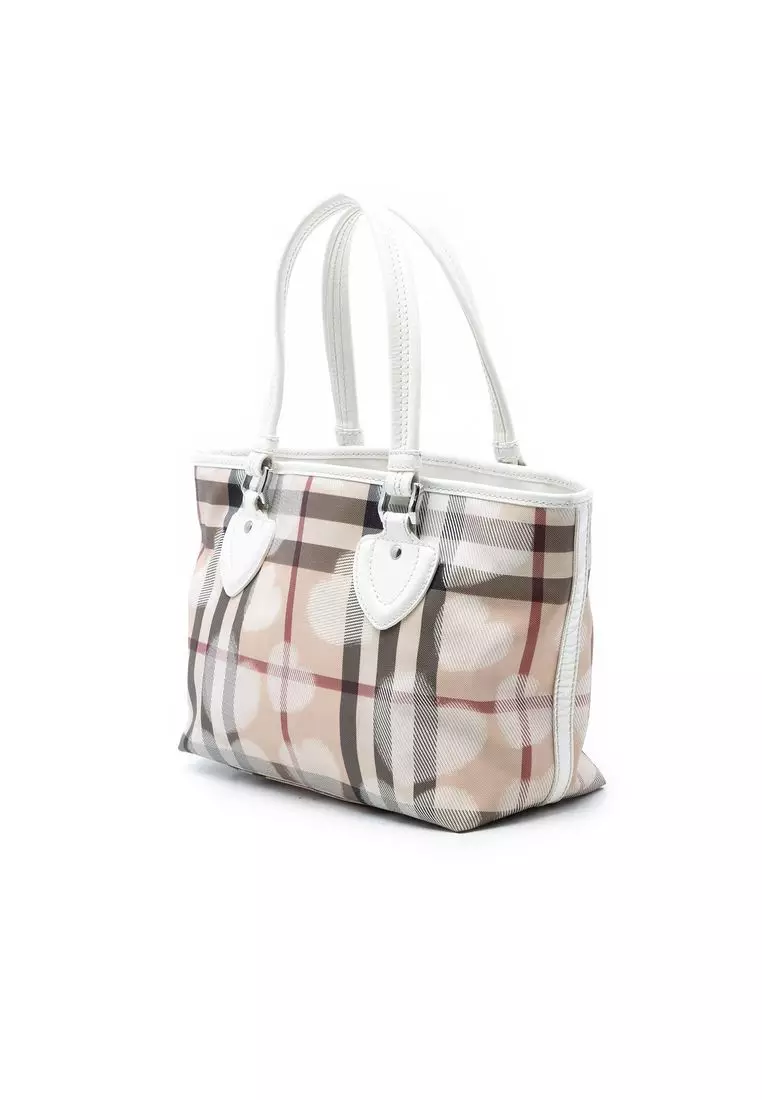 Pre-Loved Burberry House Check Coated Canvas Hearts Tote