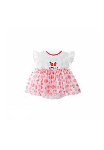 Little Kooma white and pink [ZBG09] Baby Girl Fruit Bodysuit Dress Voile Dotted Skirt B9F22KAEDEB711GS_1