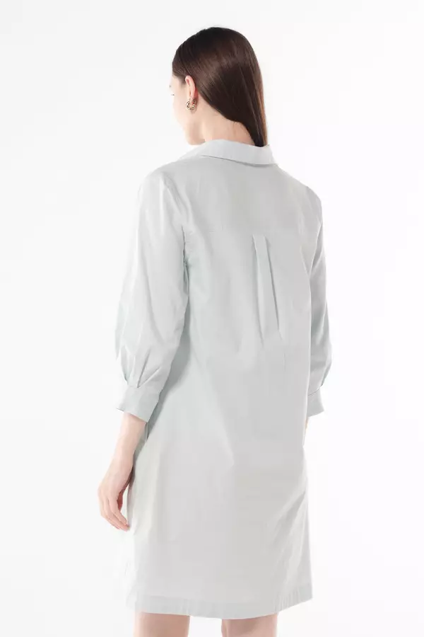 MINIMAL - Oussa - Dress Lengan Balon - Light Blue Warna Blue_Light