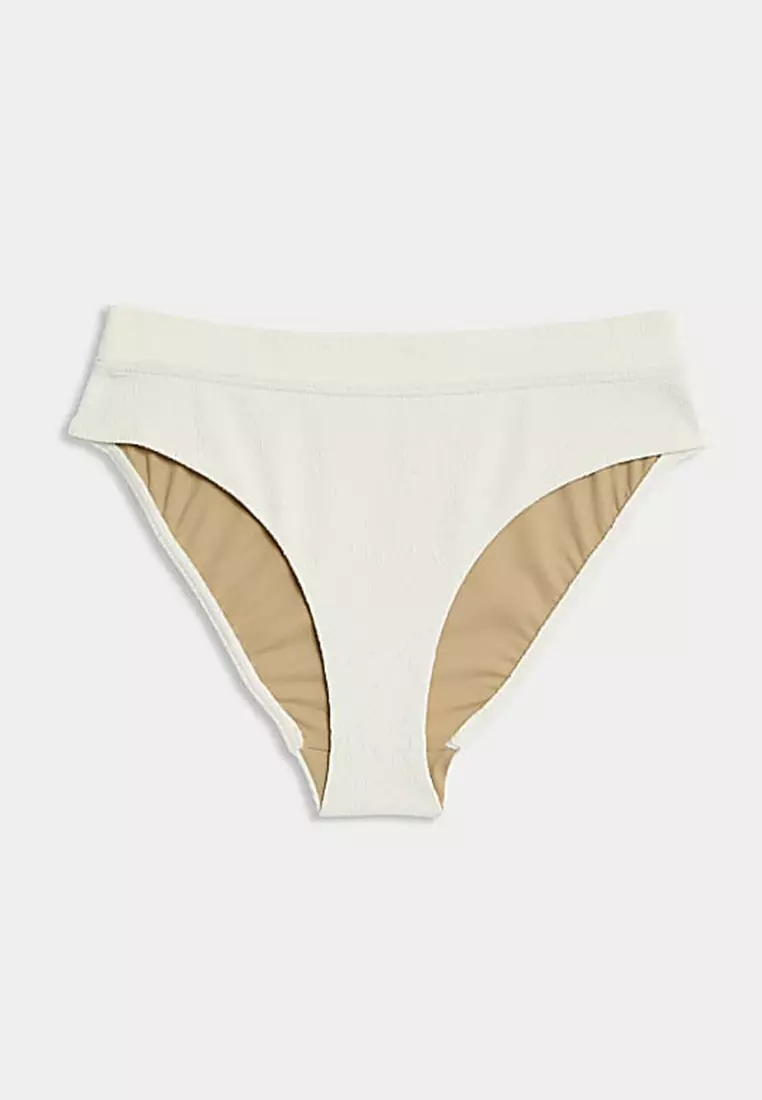 Textured High Waisted High Leg Bikini Bottoms
