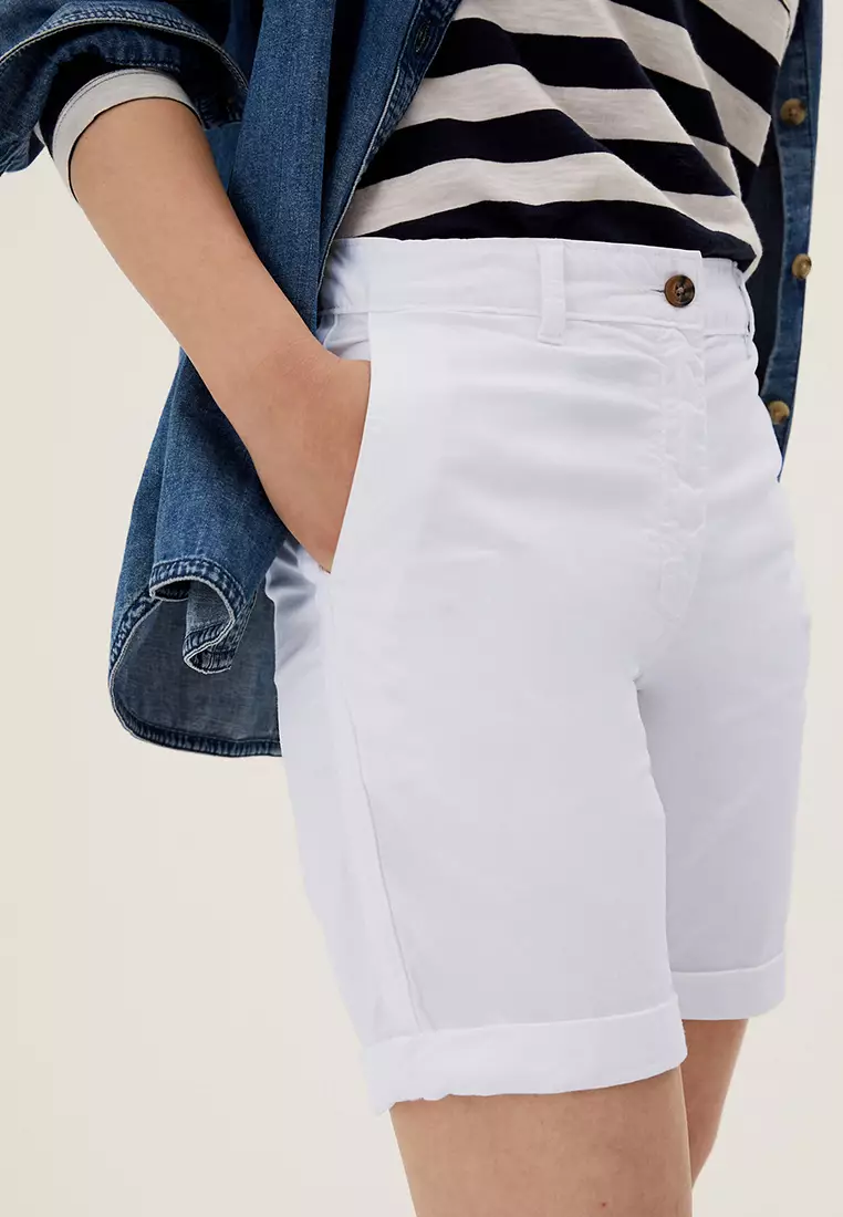 Cotton Rich High Waisted Chino Shorts