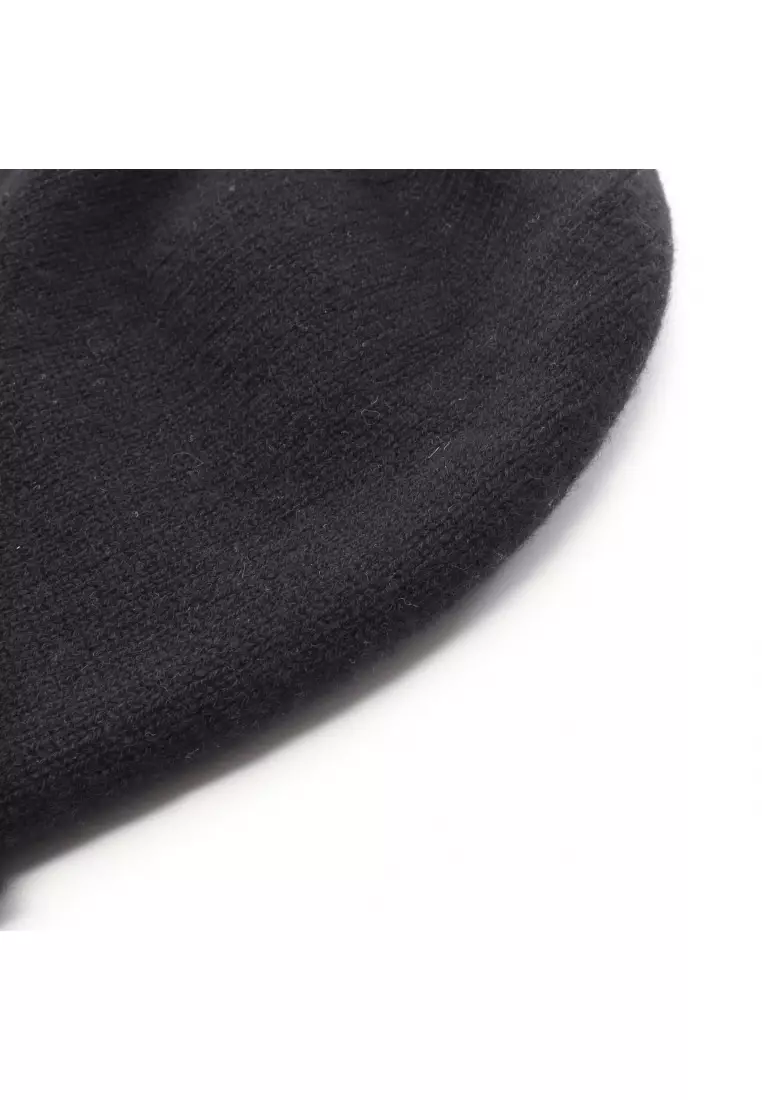 Pre-Loved Chanel coco mark knit hat beanie cashmere black