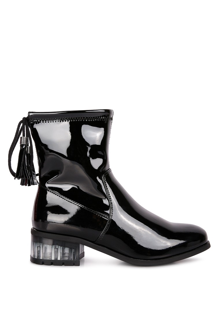 Black Tassels Detail Ankle Boots