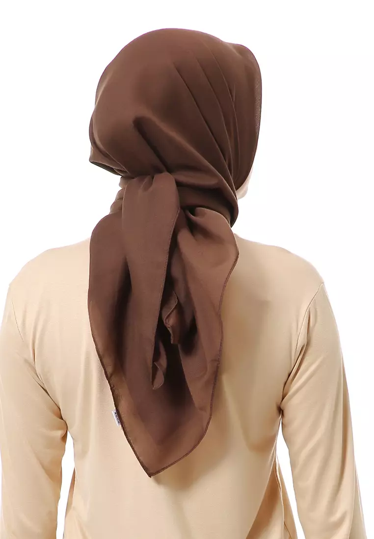 Vierra Jilbab Segiempat Paris Polos Premium Best Style - Dark Brown