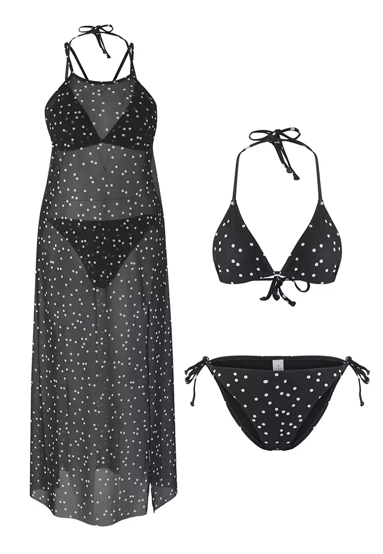 Polka Dot 3 Piece Set Bikini Set & Dress TBESS25JS00004