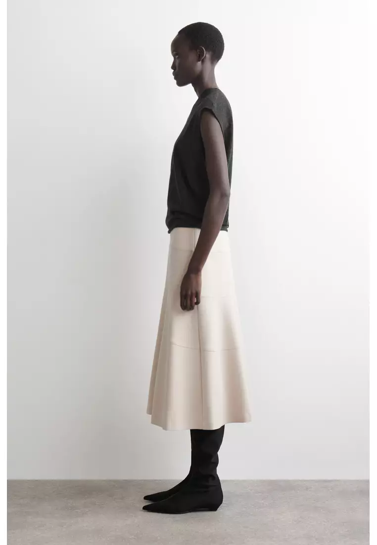 CURVED A-LINE MIDI SKIRT