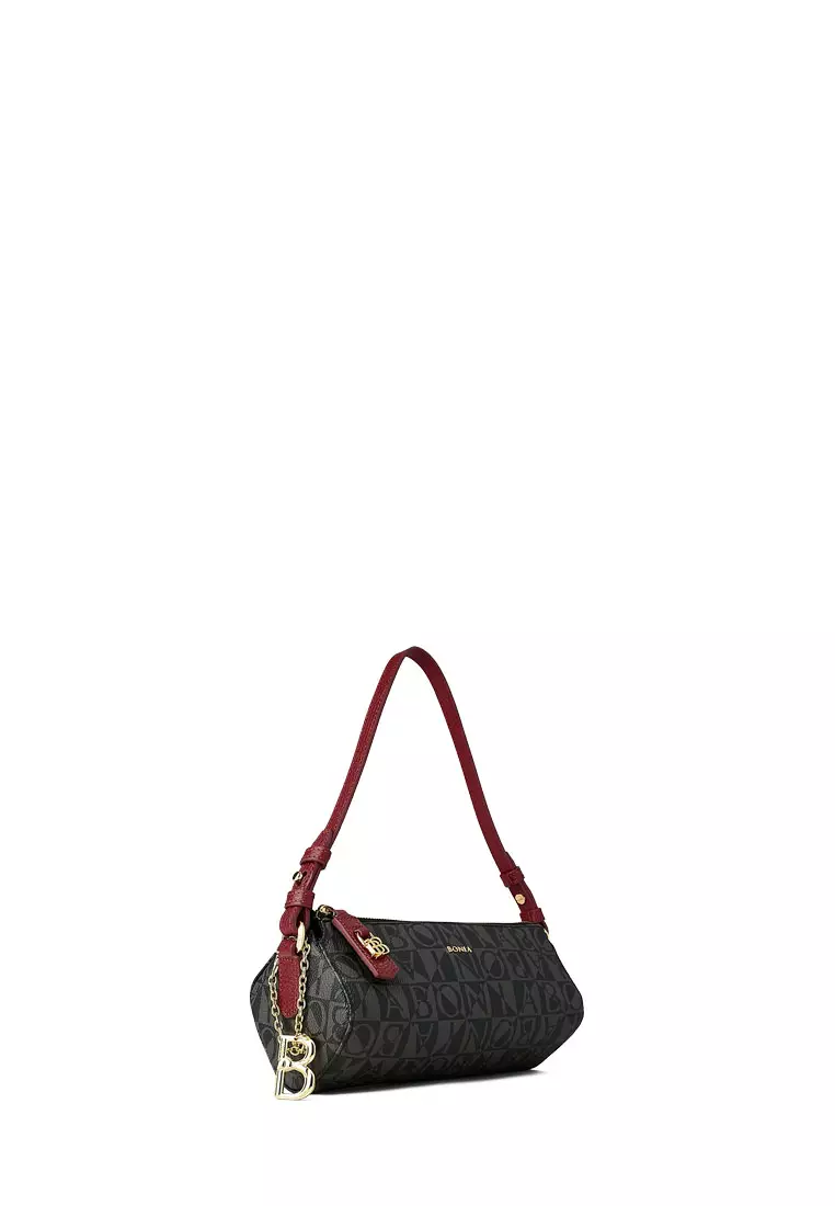 Ornella Monogram Black/Red Small Shoulder Bag