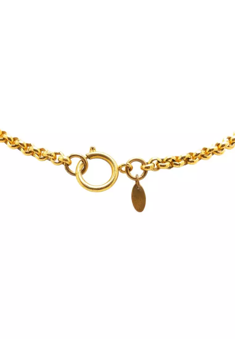 Pre-Loved Chanel Cc Gold Plated Circle Pendant Necklace