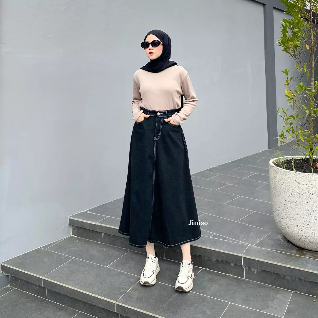 Highwaist Rok Basic Jeans Panjang 976 SEVENTY