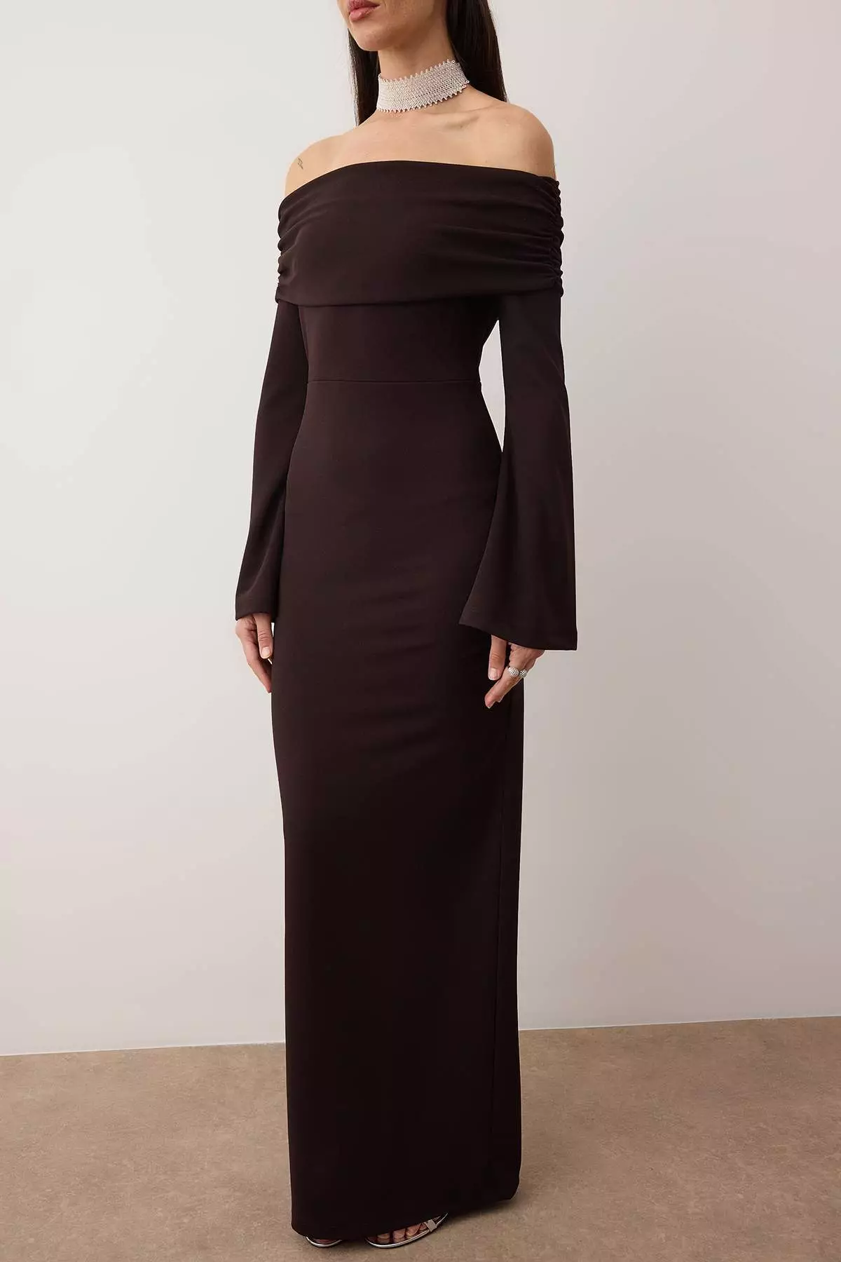 Brown Bodycon Maxi Stylish Evening Dress Evening Graduation Dress Tprss24Ae24