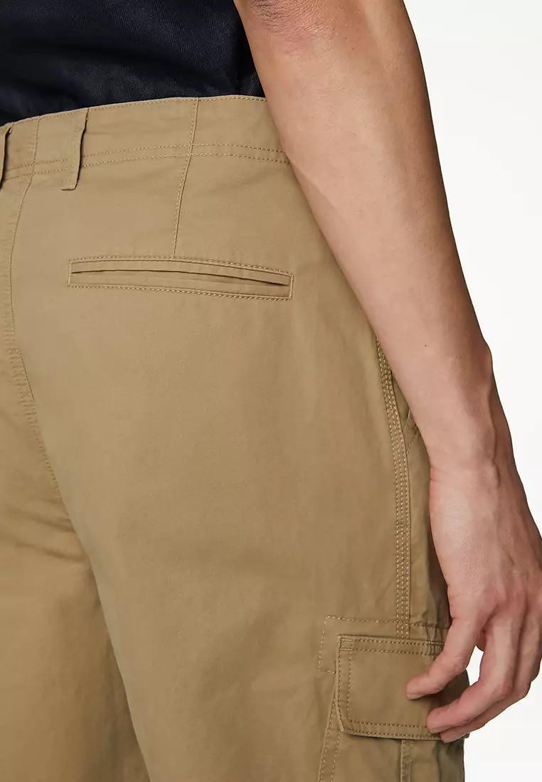Tapered Fit Pure Cotton Lightweight Cargo Trousers