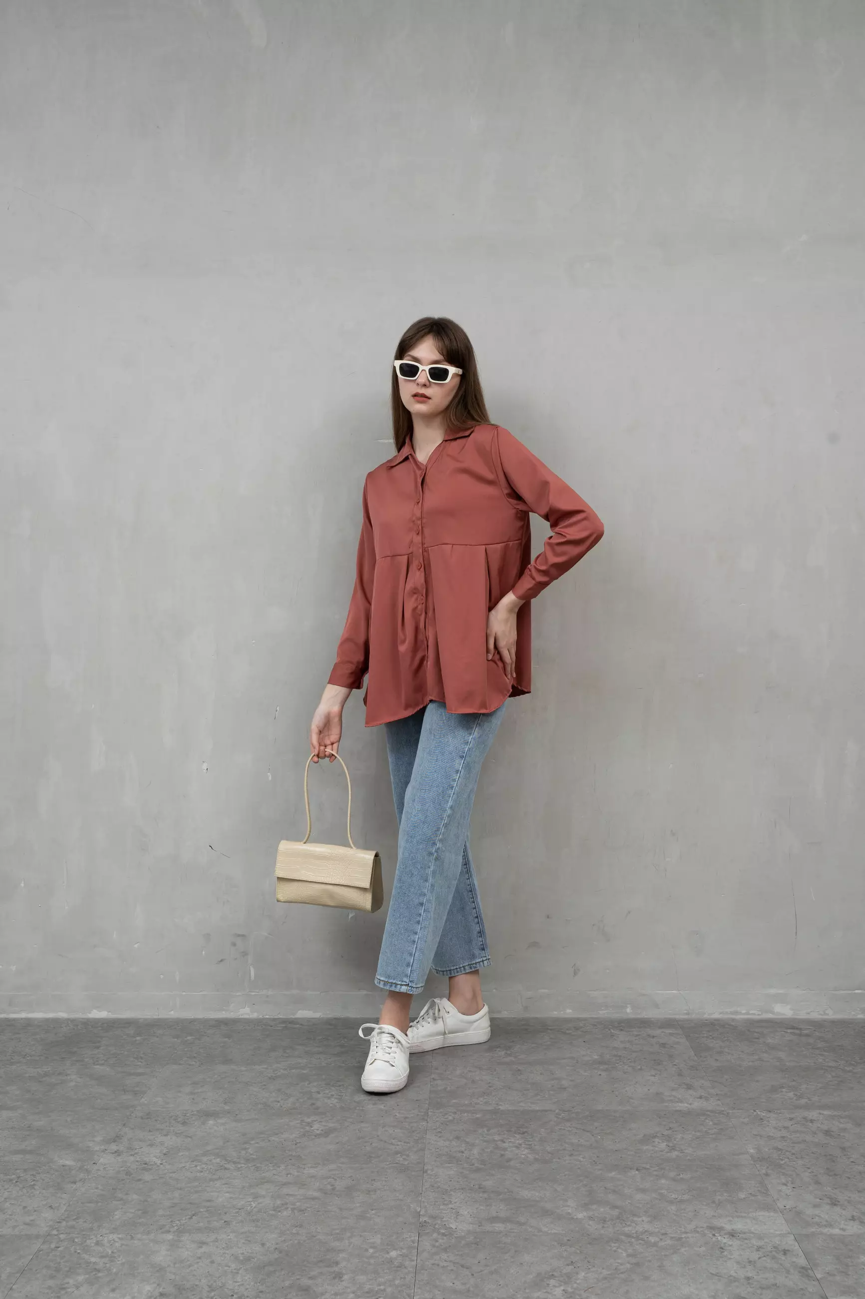 Houseofcuff Mars Top in in Brick Kemeja Wanita
