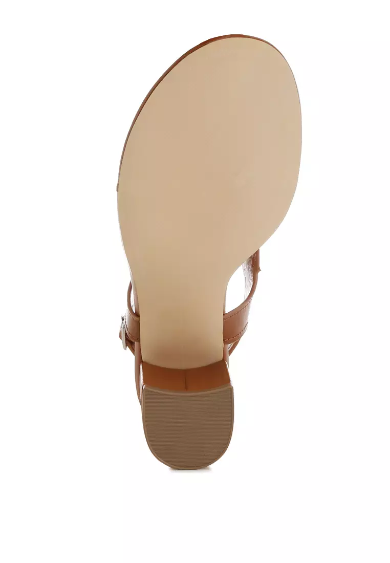 Real Leather Thong Toe Sandals In Tan