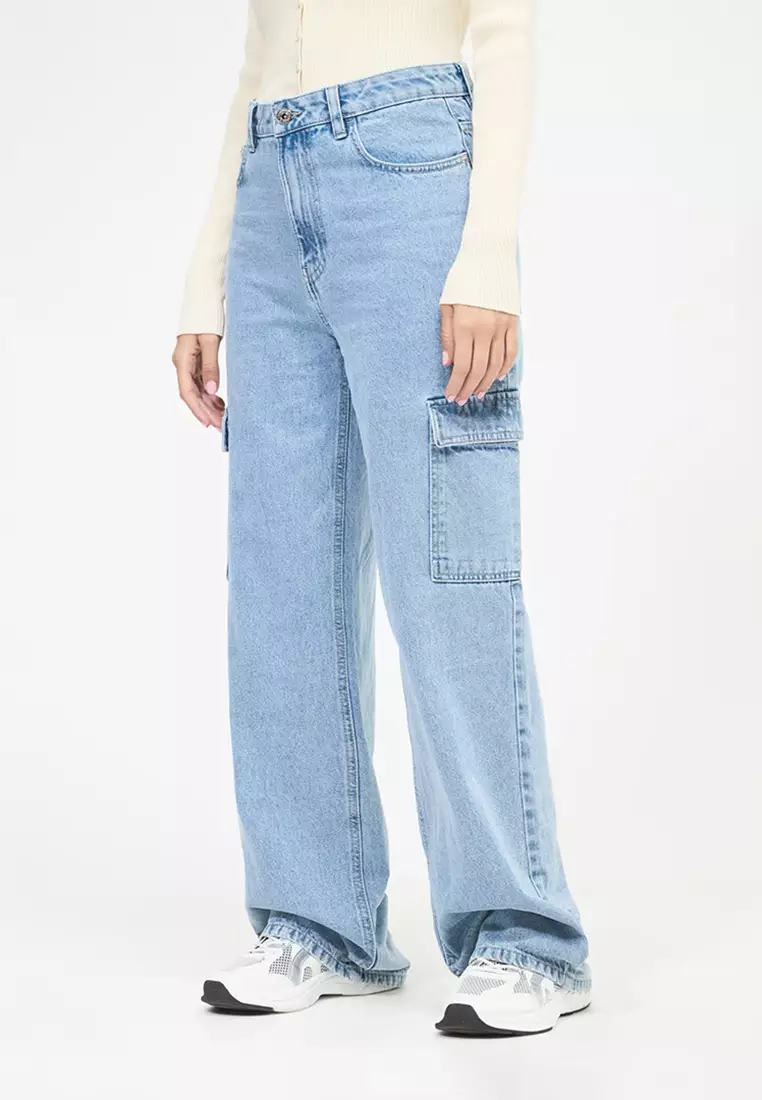 Loose High Cargo Jeans - Denim blue - Ladies