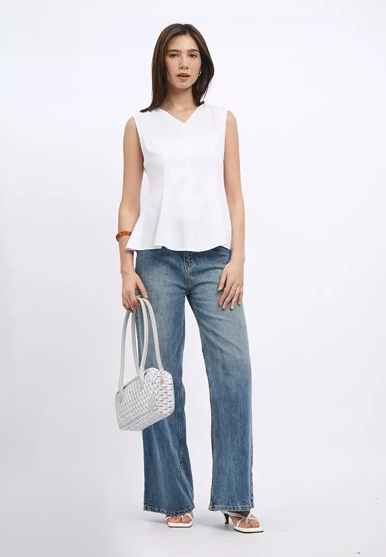 Light Grey Leather Shoulder Bag