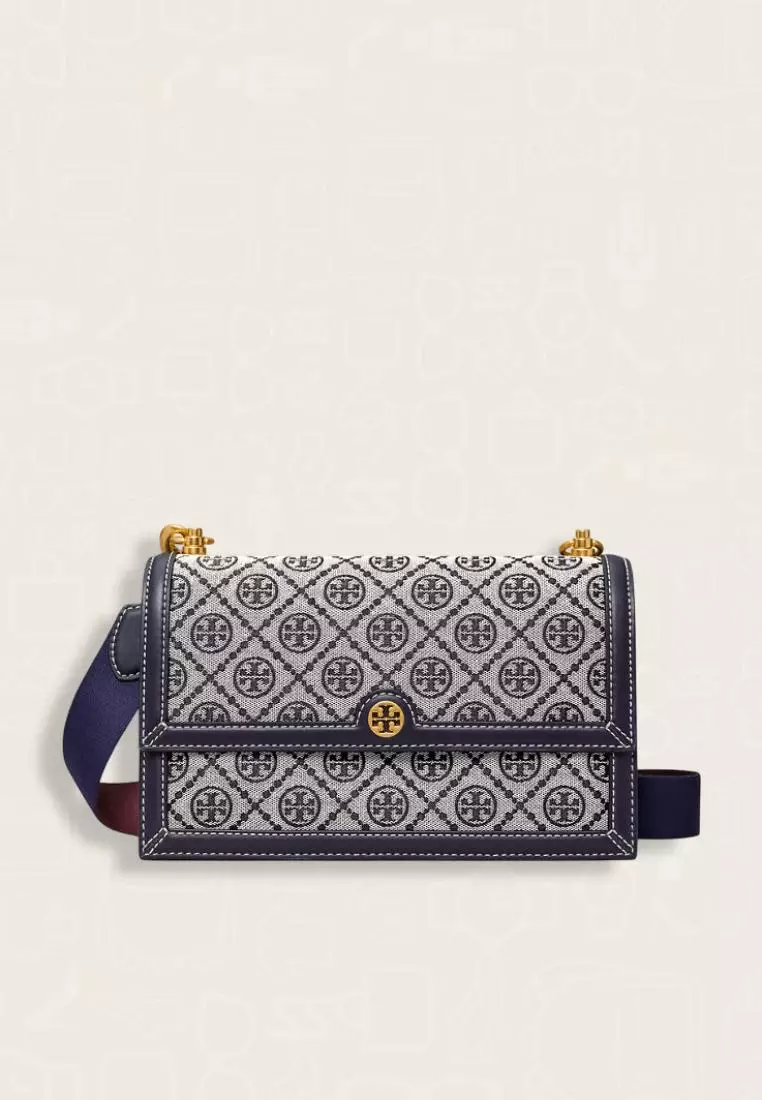 Tory Burch T Monogram Jacquard Shoulder Bag Tory Navy