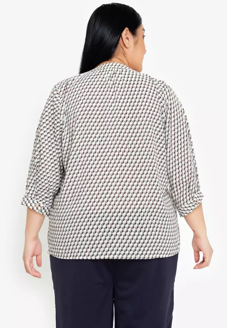 Buy Divina Divina Plus Size V Neck 3 4 Long Sleeve Blouse Top 2024