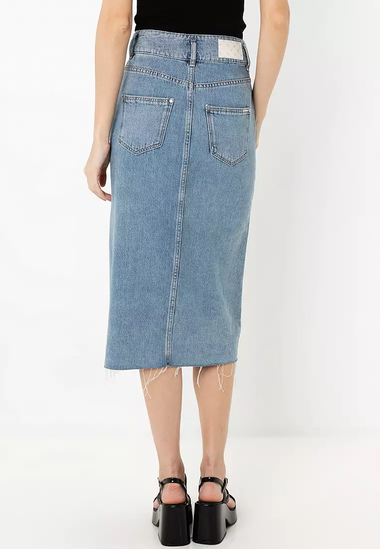 Riemann Midi High Waist Denim Skirt