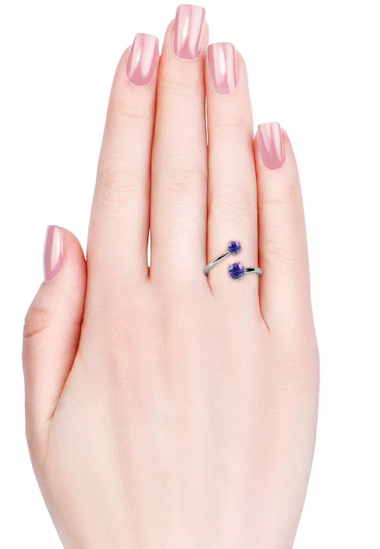 Birth Stone Ring February Amethyst WG - Cincin Crystal by Her Jewellery