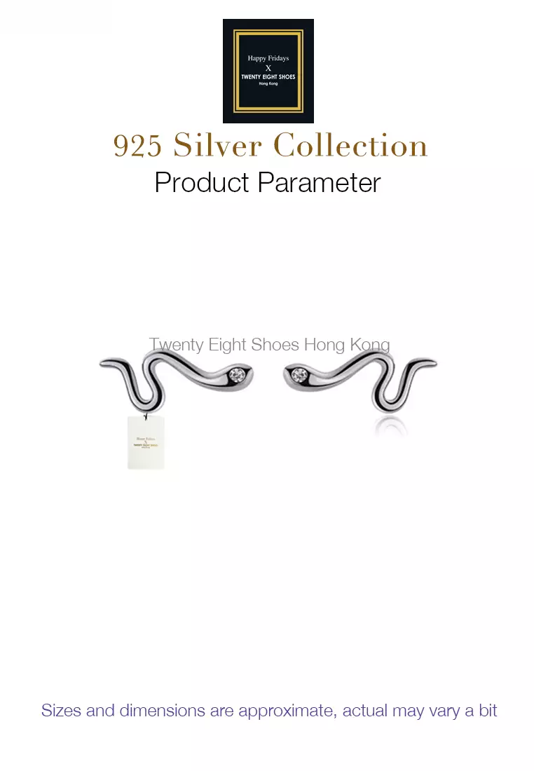 925 Silver Zircon Snake Earrings JW AR-M00075