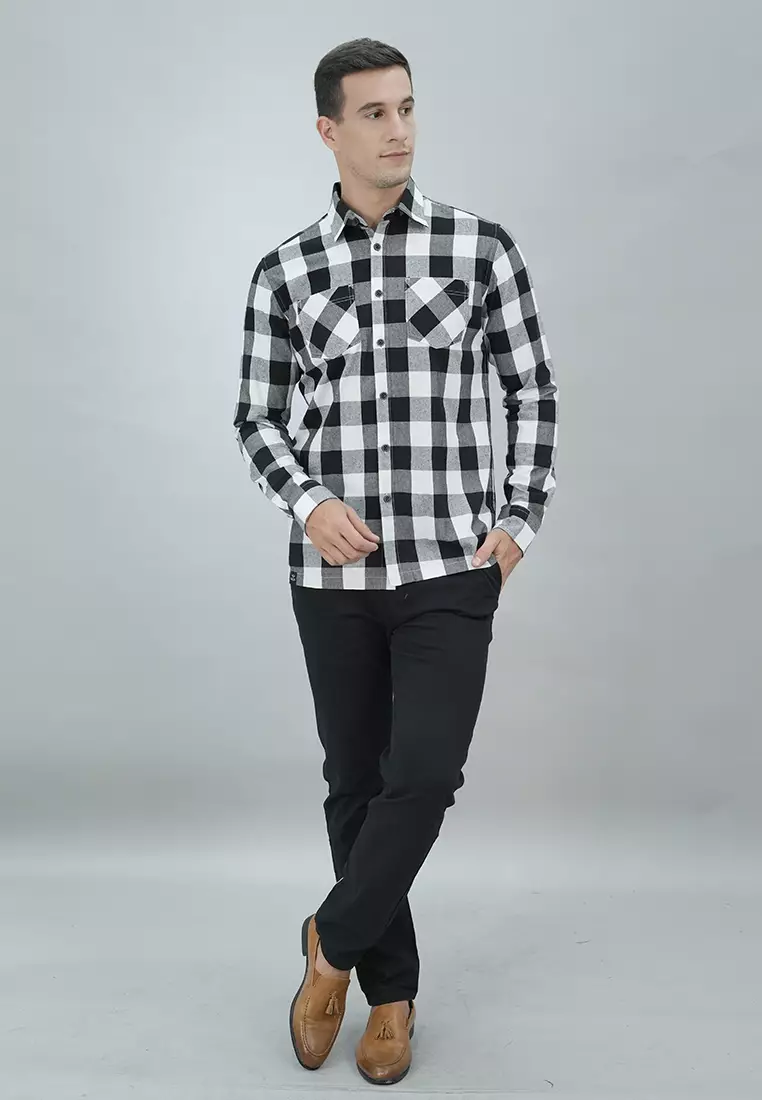 LGS - Macario Shirt - Kemeja Casual Pria - Lengan Panjang - Motif Kotak-Kotak - Reguler Fit Kain Katun