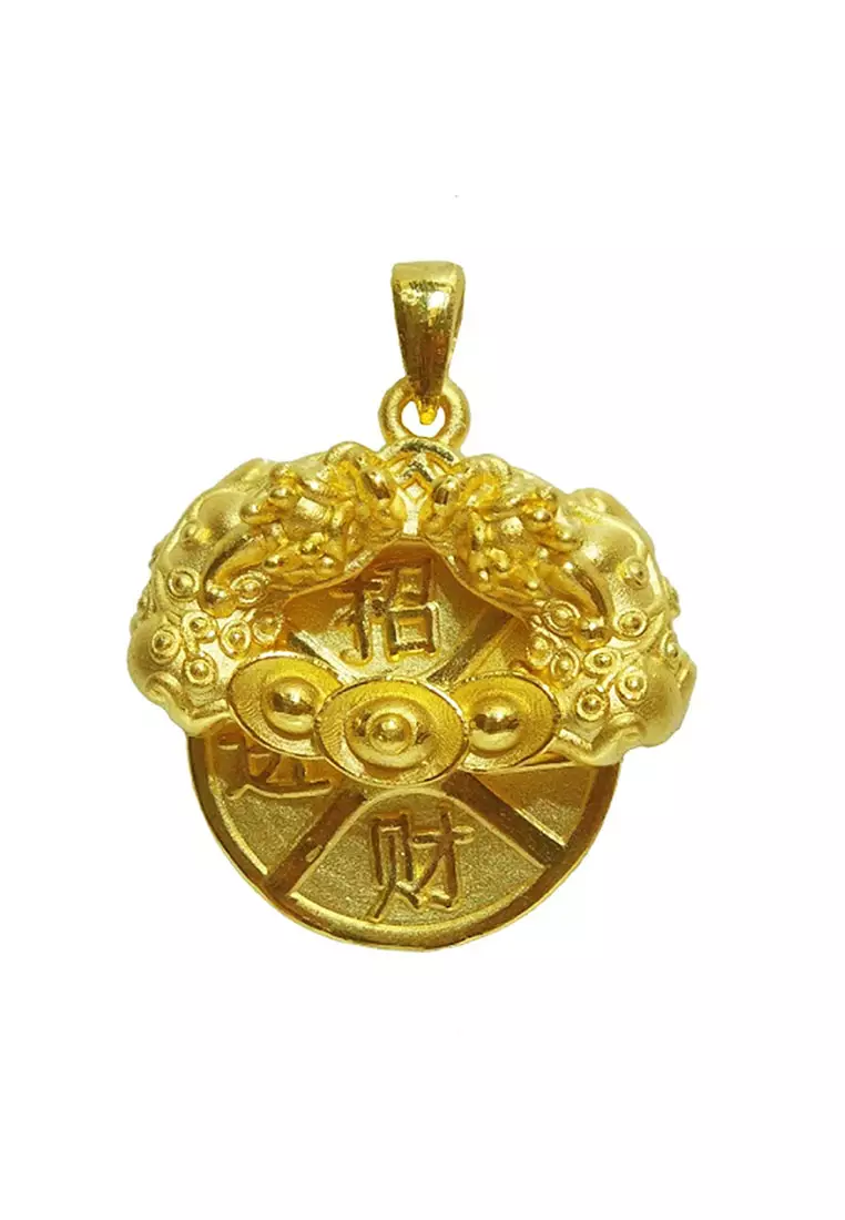 [ Free Necklace ] LITZ 999 (24K) Gold Pixiu Pendant 精品貔貅 EP0168 (5.76g)