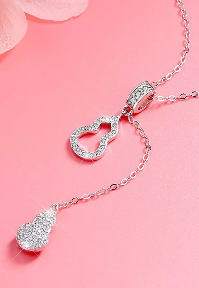 Kalung Wanita Original N042 Gourd Design Titanium Anti Luntur Perhiasan Cewek Korea Fashion Silver