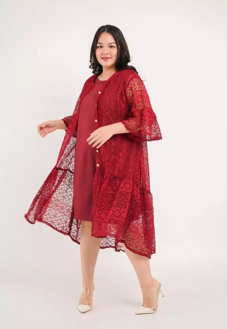 Plus Size Party Dress Aveline Red