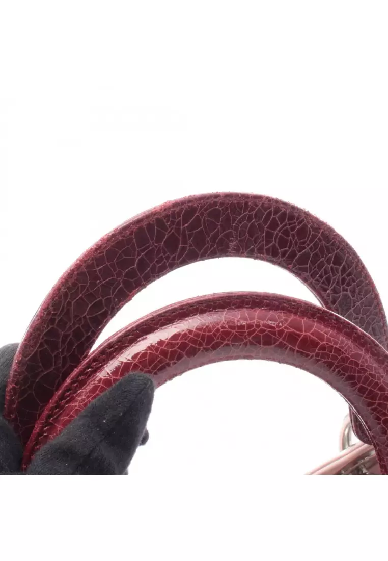 Pre-Loved Christian Dior LADY DIOR lady dior Handbag heart patch leather Light pink Bordeaux 2WAY