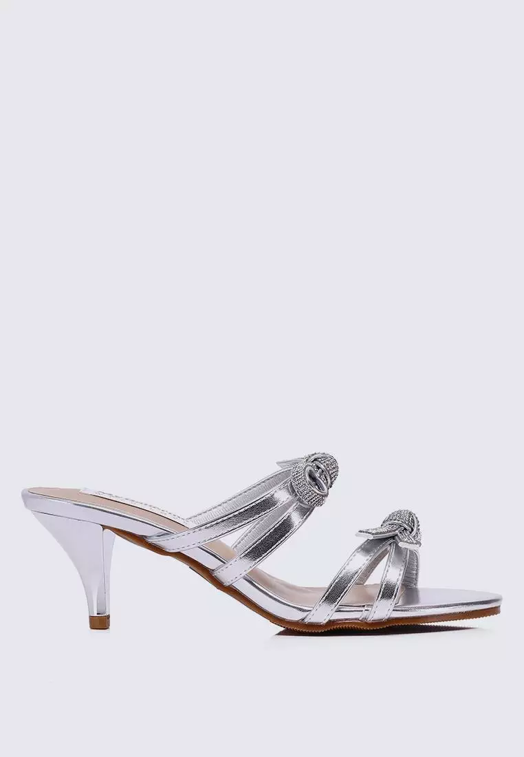 Discount on My Ballerine  shoes - SKU: My Ballerine Crystal Comfy Heels In Silver
