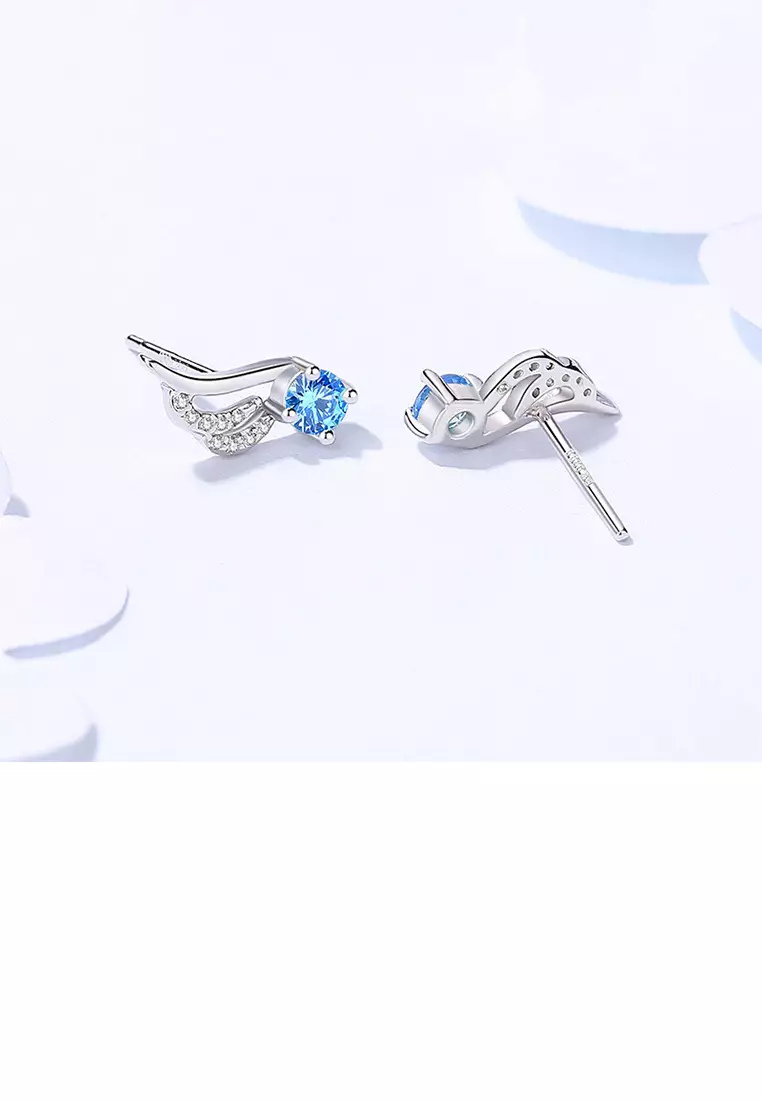 Buy SOEOES 925 Sterling Silver Simple and Cute Angel Wing Stud Earrings ...