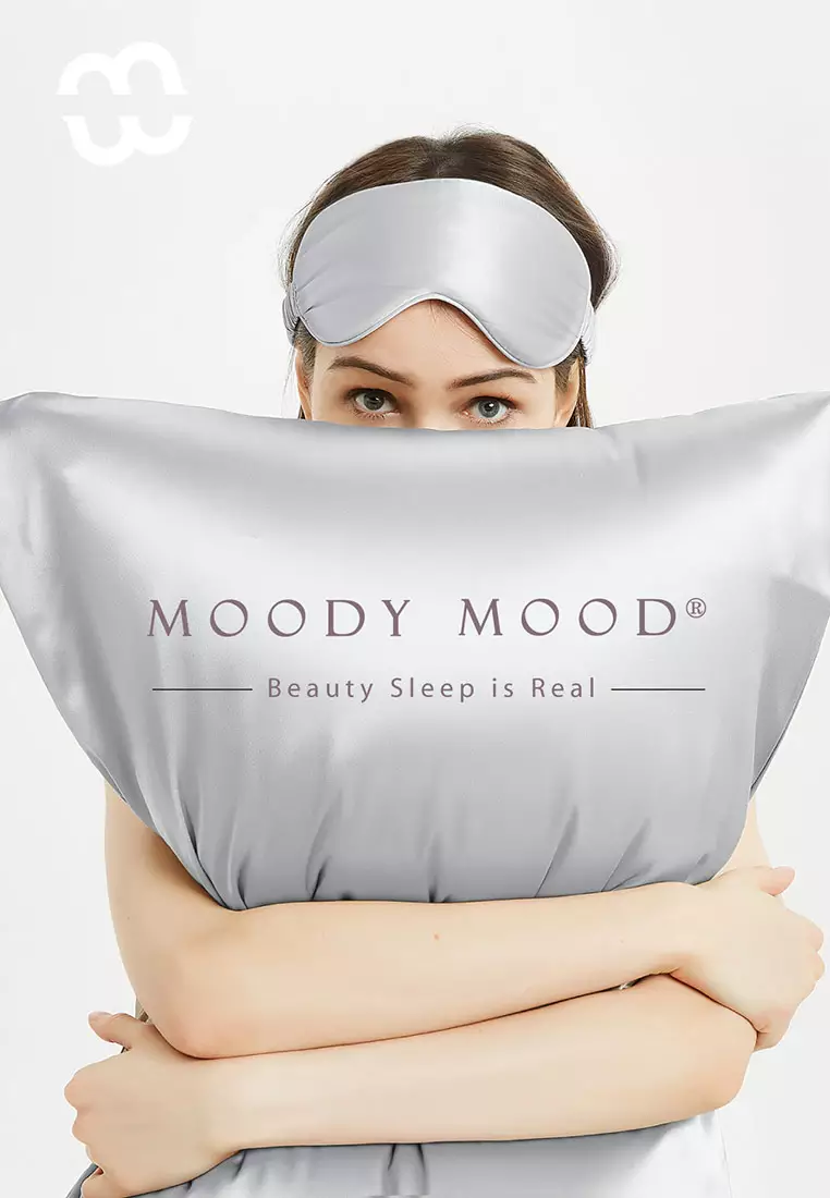 Moody Mood 22 Momme Mulberry Silk Sleep Gift Set (Silk Eye Mask & Silk  Pillowcase)・Modern Gray 2024, Buy Moody Mood Online