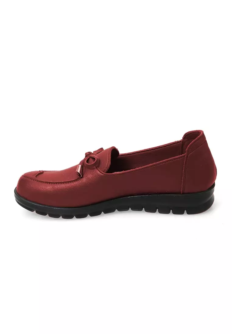 Flat Loafers Sepatu Kerja Wanita Casual Fashion High Quality - Red