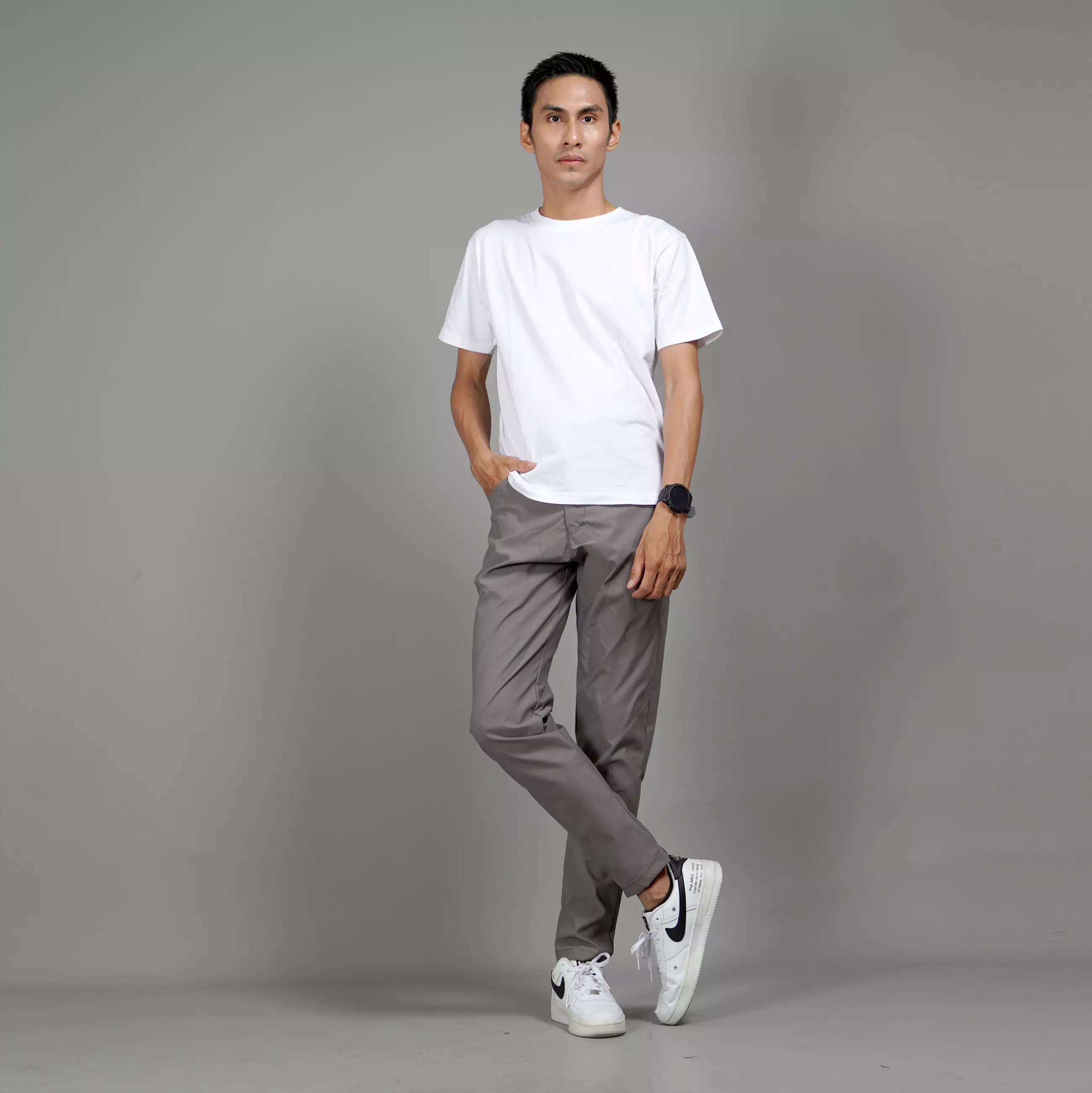 JEFAN Ankle Pants Pria Celana Chinos Panjang Pria Chino Pants - ABU MUDA