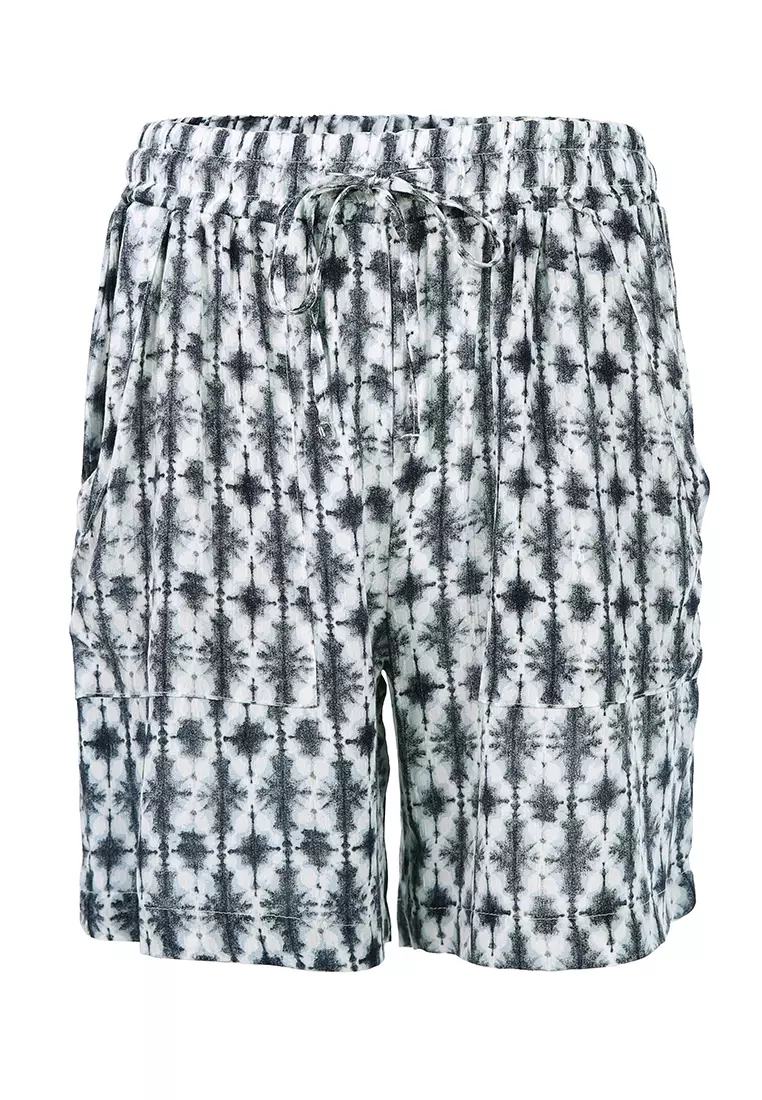 Black Print Comfy Drawstring shorts
