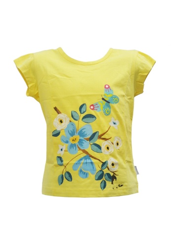 Curiosity Fashion yellow Curiosity Butterflies & Flowers Round Neck T-Shirt for Girls with UV Protection 3DB13KAEF5F261GS_1