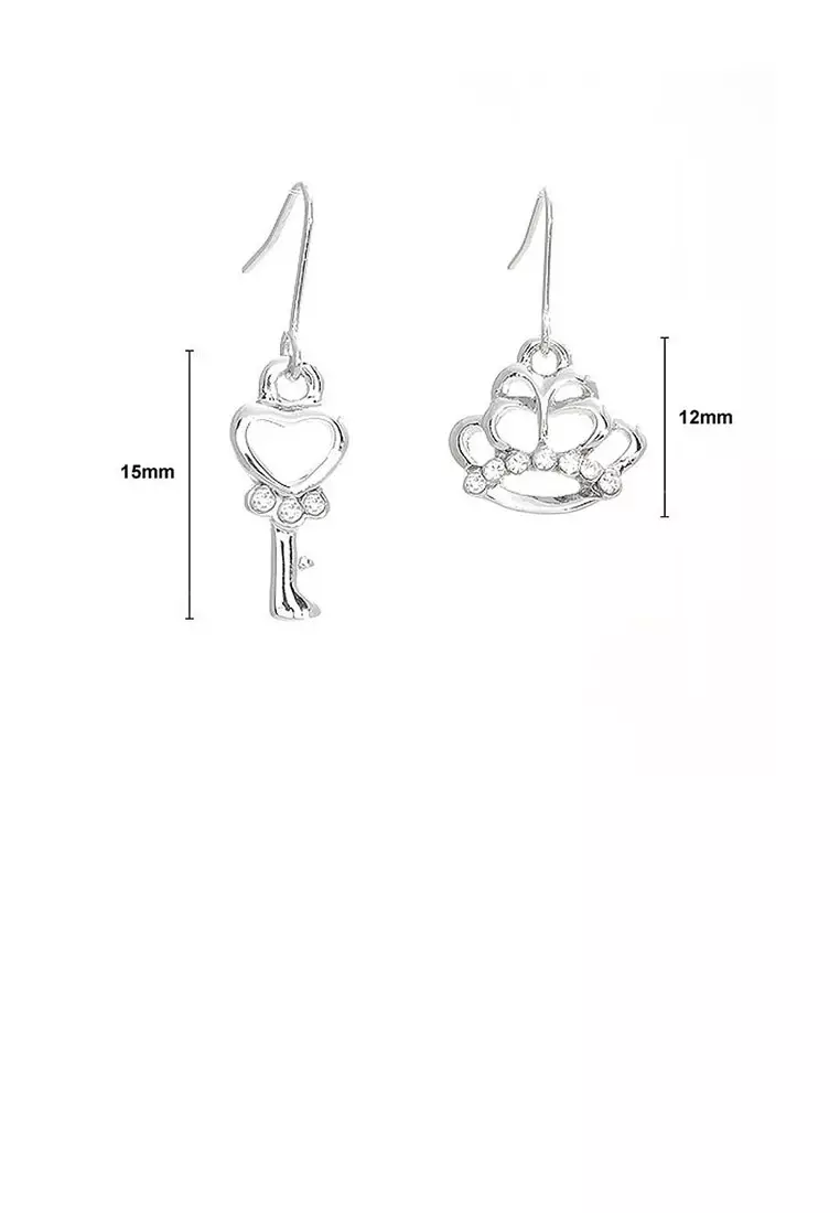 Elegant Crown and Baton Earrings with Silver Austrian Element Crystals