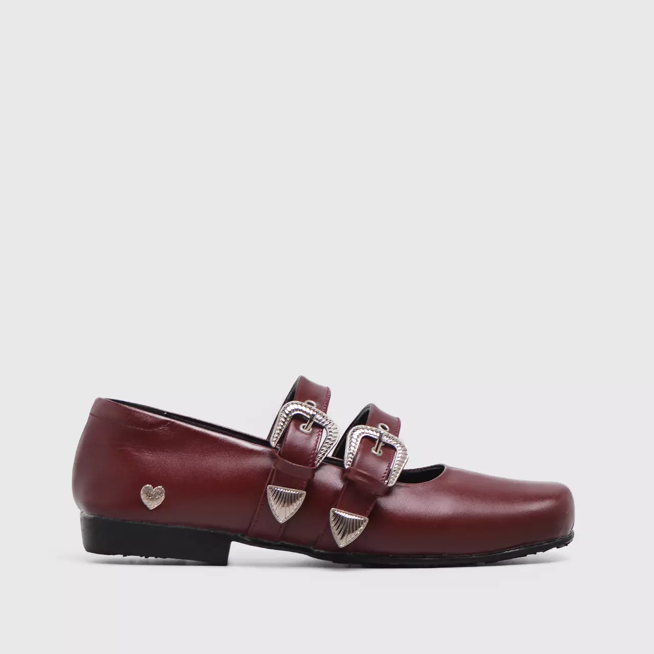 Baleva Flat Shoes Genuine Leather Maroon