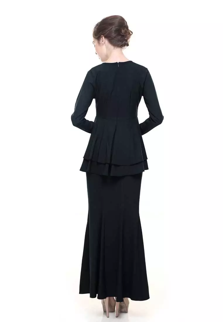 Lora Peplum Kurung Modern in Black