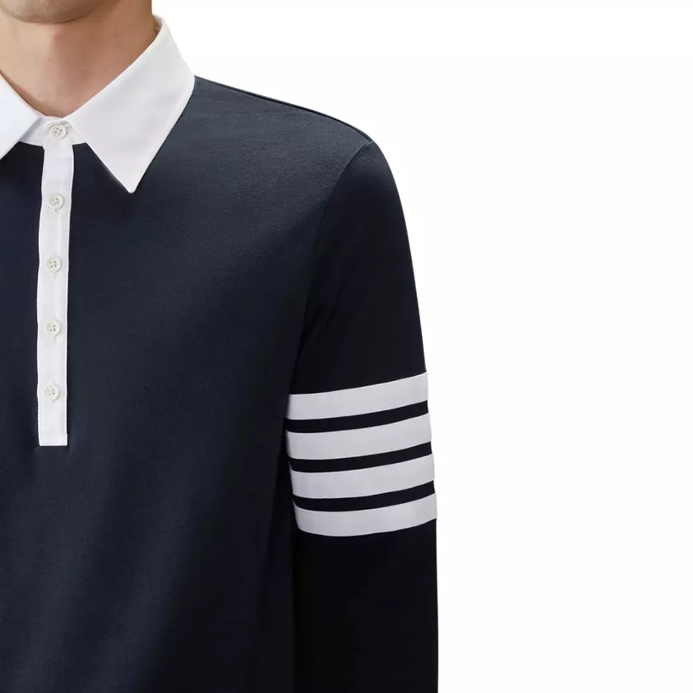 Jersey 4-Bar Rugby Polo Shirt Navy Men