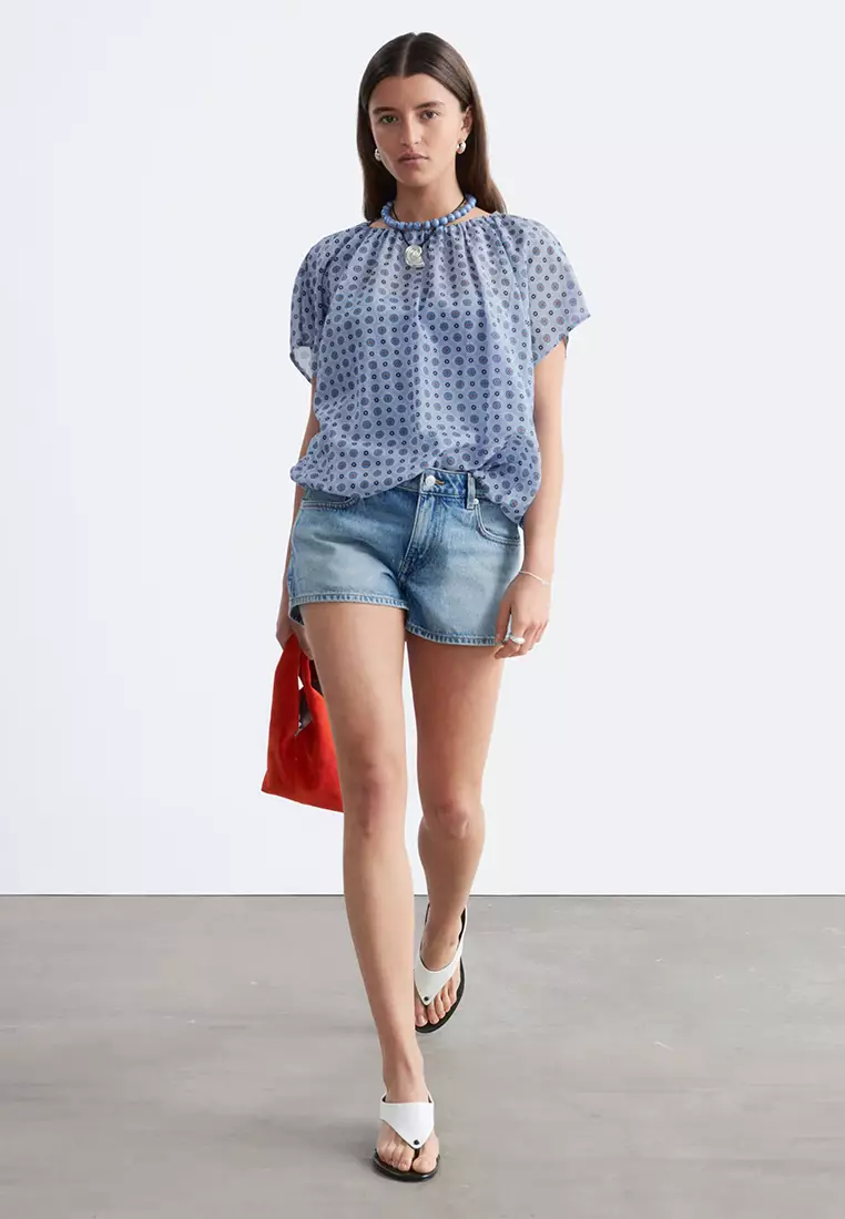 Printed Balloon Blouse